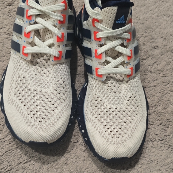 Adidas Ultraboost Men's Running Shoes - White/Navy/Orange - Picture 2 of 4